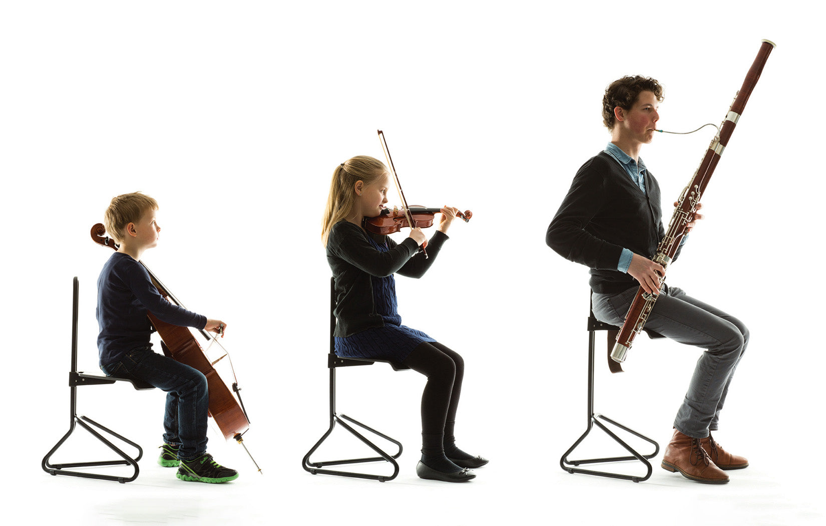 Højdejusterbar musikerstol der vokser med barnet